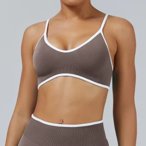 Women’s Lightweight Breathable Seamless Beauty Back Two Tone Adjustable Sports Bra Shockproof Yoga Vest Active Wear Outdoor