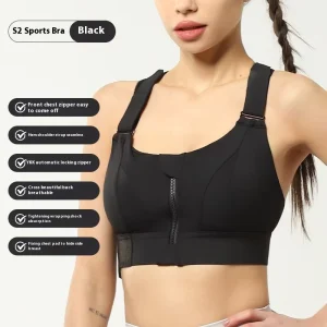 Women’s Lightweight High Strength Yoga Running Sports Bra EXREVE Velcro Front Zipper Shockproof Push up Fitness Bra