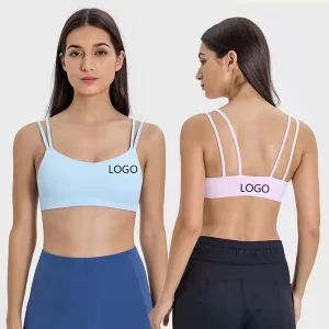 Women’s Lightweight High Support Breathable Padded Double Straps Four Way Stretch Push Backless Sports Bra for Fitness Workout