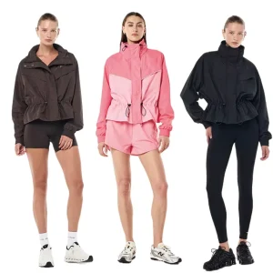 Women’s Lightweight Regular Zipper Waterproof Breathable Windbreaker Jacket Stand Collar Solid Pattern Embroidery Summer