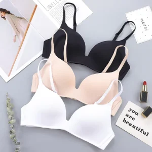Women’s Lightweight Seamless Comfort Breathable Push up Bra Custom Logo Girls One Piece Underwear with Solid Pattern Knitted