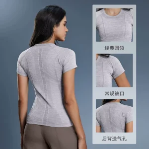 Women’s Lightweight Short Sleeved Round Neck Sports T-Shirt Running Fitness Top Breathable Yoga Regular Fit