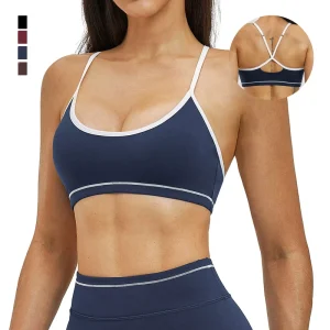 Women’s Lightweight Yoga Fitness Bra Four-Way Stretch Crisscross Straps Breathable Hollow Back High Support Gym Workout Sports
