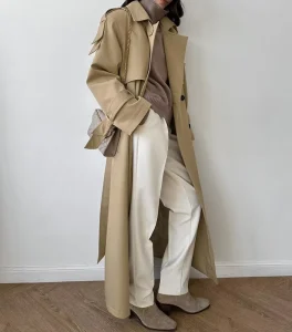 Women’s Long Double Breasted Trench Coat Timeless Sophisticated Ideal for Spring Autumn Business Occasions Polished Looks