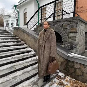 Women’s Long Maxi Faux Fur Overcoat with Solid Sheared Fake Fur Jacket Winter Coat Trimmed by Winter Long Line