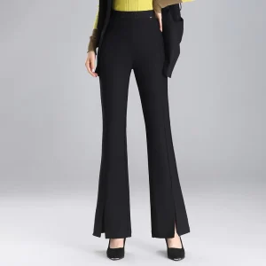 Women’s Long Pants High Waisted Slimming Black Straight Leg Suit Pants Casual Pants