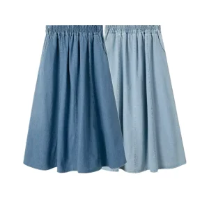 Women’s Long Skirt High Waist Slim A-line Big Swing Denim Umbrella Skirt Versatile Denim Skirt in Spring and Summer