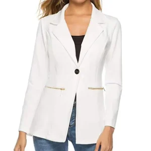 Women’s Long Sleeve Coat Front Lapel Work Office Suit High Quality Temperament Ladies Blazers
