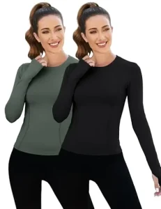 Women’s Long Sleeve Crew Neck Gym Top Yoga Fitness Shirt Breathable Lightweight Spandex/Polyester Machine Washable