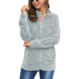 Women’s Long Sleeve Full Zip Waterproof Windproof Quick Dry Soft Warm Wool Outdoor Jacket