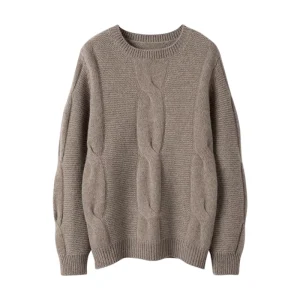 Women’s Long Sleeve Polyester Cotton Tunic Sweater Winter Casual Warm Geometric Knitted Jumpers with Round Neck Pull On Design