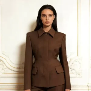 Women’s Long Sleeve Solid Color Pocket Small Blazer Suit + Long Suit Pants Two Piece Set Anti Wrinkle