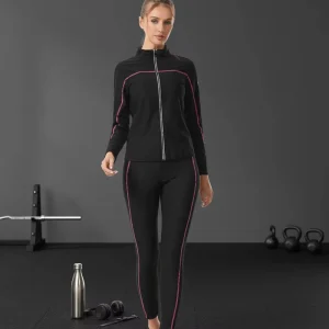 Women’s Long Sleeve Sports Running Fitness Sweat Suit V Neck Crew Neck Polyester Elastic Waist Home Use All Seasons Sauna VSPT