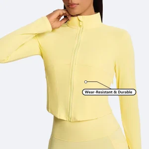 Women’s Long Sleeve Yoga Jacket Slim Fit Zippered with Stand up Collar Ladies Active Sportswear Workout Jackets