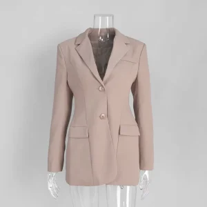 Women’s Long-Sleeved Single-Breasted Notched Blazer for Office Wear