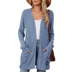 Women’s Long Style Cardigan Coat Plus Size Woven Polyester Knit Button Sweaters Designer Style