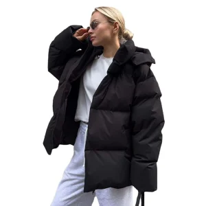 Women’s Loose Cotton Padded Thick Jacket Coat Loose Parka Hooded Jacket Winter Over Coat for Women