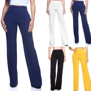 Women’s Loose Crocheted Elastic Waist High-waisted Harem Pants Plain Dyed Winter Casual Workwear