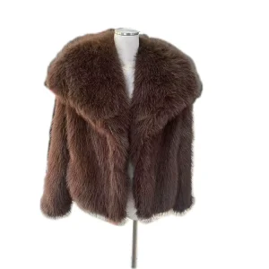 Women’s Loose Nine Color Faux Fur Jacket Coats Brown Light Beige Chinchilla Overcoat Short Length Styles