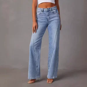 Women’s Loose Patchwork Denim Baggy Wide Leg Jeans Streetwear Casual XL Size