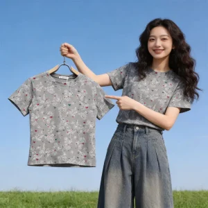 Women’s Loose Printed Round Neck Short Sleeve T-Shirt