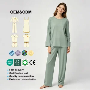 Women’s Loungewear Set Bamboo Round Neck Pullover and Wide Leg Pants Heavyweight Yoga and Sleep Set
