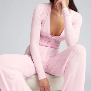Women’s Loungewear Set New Style Casual Suit V Neck Long Sleeve Top Wide leg Track Pant Solid Pattern Vintage