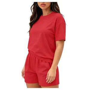 Women’s Loungewear Set Soft Short Sleeve T Shirt and Shorts Durable Casual Pajamas for Dropshipping
