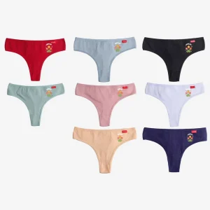 Women’s Low Rise Knitted Cotton Solid Thongs Everyday Style Seamless Quick Dry Breathable Anti Bacterial