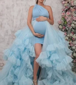Women’s Maternity Gown Lace Maxi Dress Photography Pregnancy Dress for Photo Shoot Fluffy