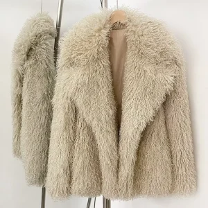 Women’s Maternity Slim Fit Hooded Faux Fur Coat with Long Sleeves Elegant Design for Fall/Winter
