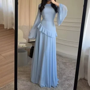 Women’s Maxi Dress Long Sleeve Ruffle Detail Formal Evening Gown A Line Party Dress Dresses