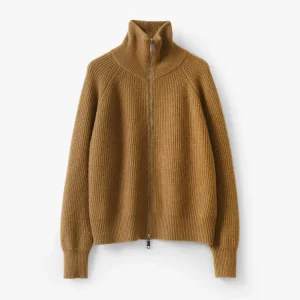 Women’s Merino Wool Cardigan Classic Style Rib Knitted Zipper Sweater Ladies Casual Winter Coat