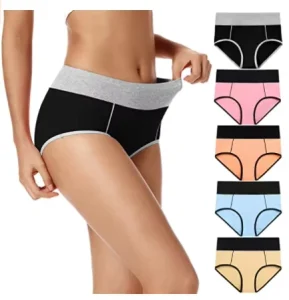 Women’s Mid-High Waisted Briefs Panties Cotton Stretch Everyday Underwear Woven Weave ODM Supply