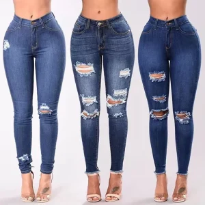 Womens Middle Rise Butt Lifting Jeans Distressed Stretch Skinny Colombian Jeans