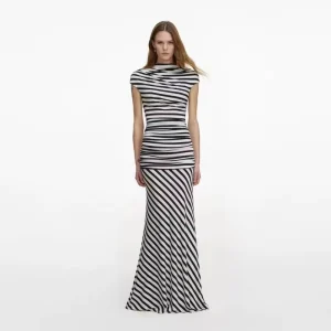 Women’s Multicolor Striped V Neck Bodycon Dress Spandex Casual Party Wear with Elastic Waist Anti Static Feature