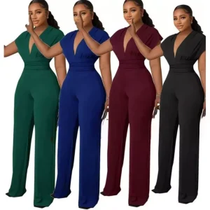 Women’s Neck Jumpsuit Elegant Wide Leg Romper