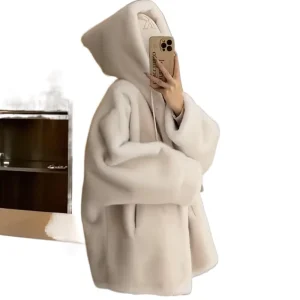 Women’s New Autumn Winter Outwear Thickened Mid Length Outwear Environmentally Friendly Fur One Piece Coat