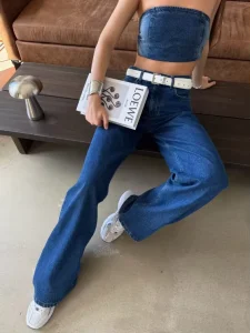 Women’s New Hot-Selling Denim Jeans Fashion High Waist Slim Fit Loose Wide Leg Pants for All Seasons Trendy Wear Custom OEM ODM