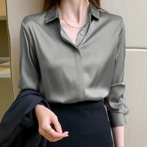 Women’s New Spring Loose Long Satin Top Factory Direct Sales