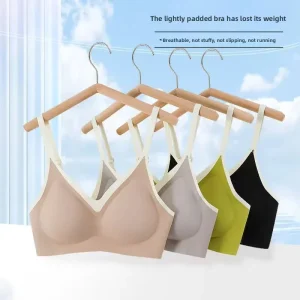 Women’s No Trace Soft Support Bra Everyday Summer Thin Back Underwear Anti Sagging Breathable Seamless Knitted Weave Contrast
