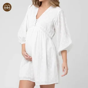 Women’s Nursing Wear Fashion Maternity Breathable V Neck Daily Breastfeeding Dress