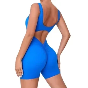 Women’s One Piece Jumpsuit Cross Back Yoga Wear With Scrunch Butt Running Gym Jumpsuit Woman