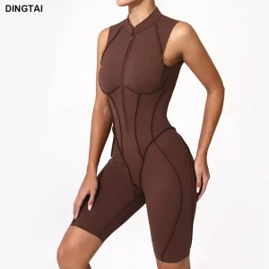 Women’s One Piece Tummy Control Zipper Yoga Jumpsuit Gym Fitness Activewear Sets Sports Bodysuits