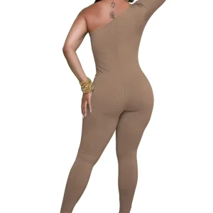 Women’s One Shoulder Plus Size Romper Sports Fitness Jumpsuits Playsuits for Yoga Pilates