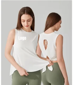 Women’s Open Back Workout Tops Backless Athletic Shirts Casual Crop Running Tee Yoga