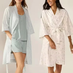 Women’s Organic Cotton Robe Women’s Sleepwear Ladies Loungewear Pajamas Jersey Custom Print Women’s Nightgown