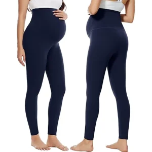 Women’s Over Belly Maternity Nylon Leggings Soft Stretchy Active Workout Pants Elastic Waist Solid Yoga Wear Custom Logo ODM