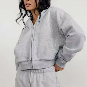 Women’s Oversize Loose Fit Zip Hoodie Soft Cozy Cotton Fleece for Winter Plain Blank Sweatshirt Front Manufacturer’s Lounge Wear