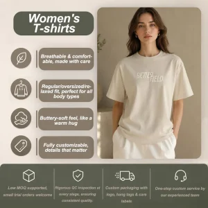 Women’s Oversized Heavyweight 100% Cotton Short Sleeve T Shirt Custom Logo Printing Anti Pilling Breathable for OEM Apparel